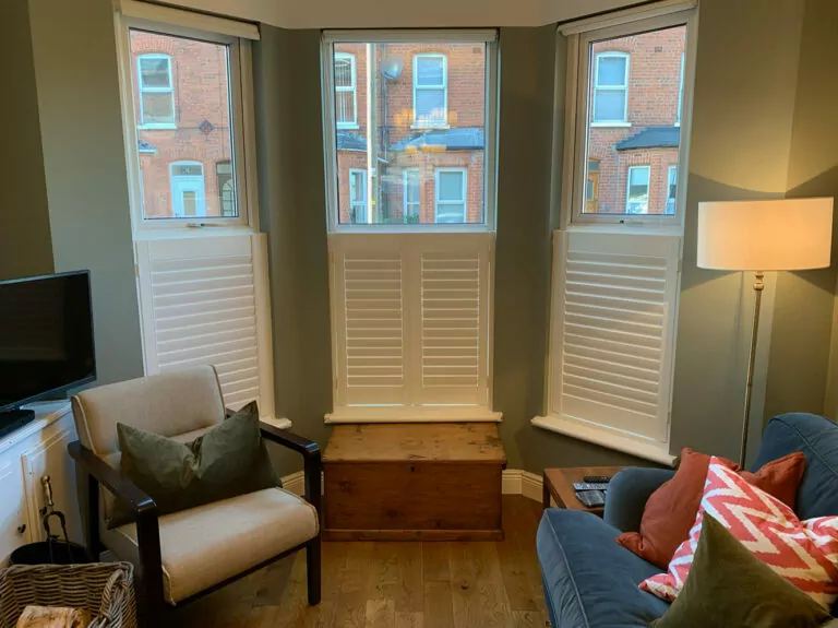 5* Living Room Blinds & Shutters Beechmount | Stunning Custom Designs Cafe Style Shutters