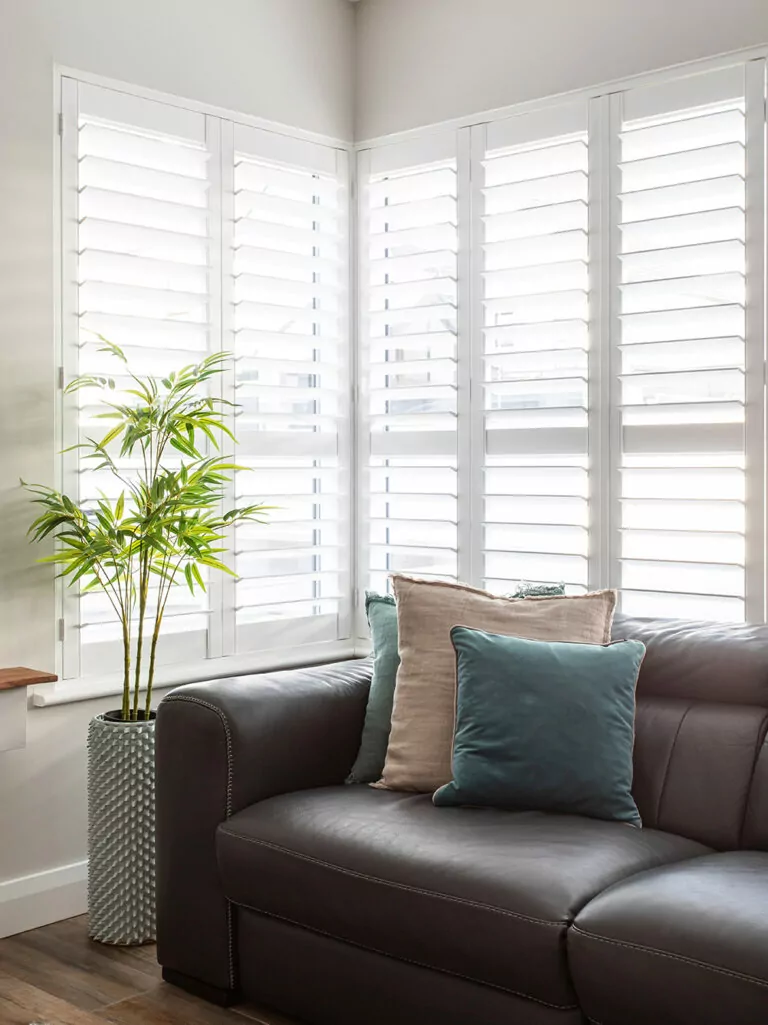 5* Living Room Blinds & Shutters Beechmount | Stunning Custom Designs Corner Window