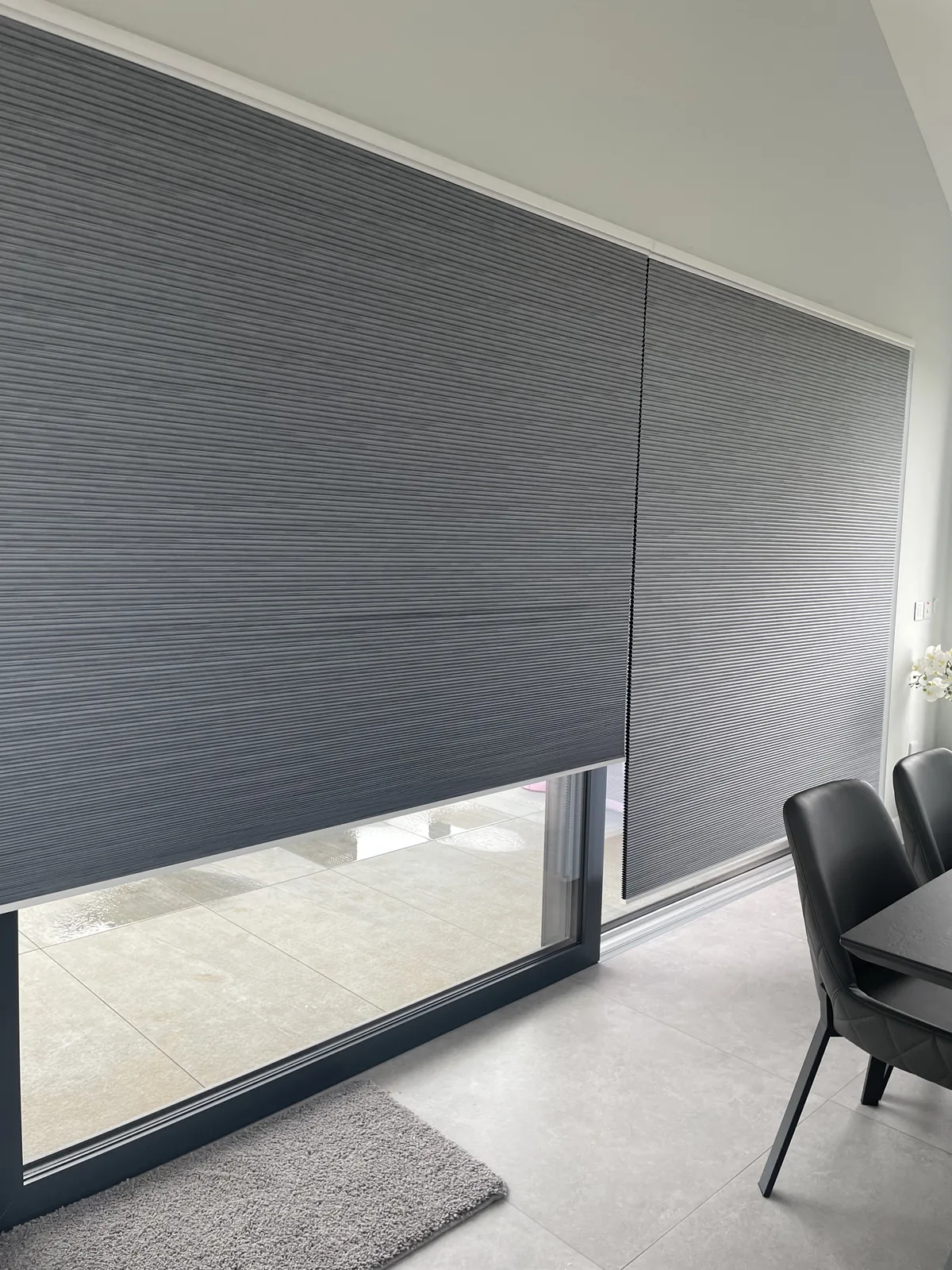 Cellular blinds fitted to modern glazed doors