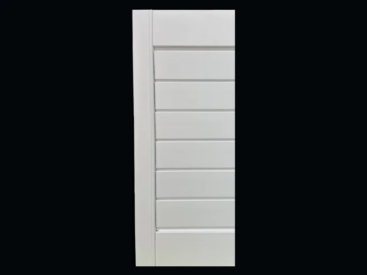 Front view of closed Lumin louvres showing the flatter continuous shutter face