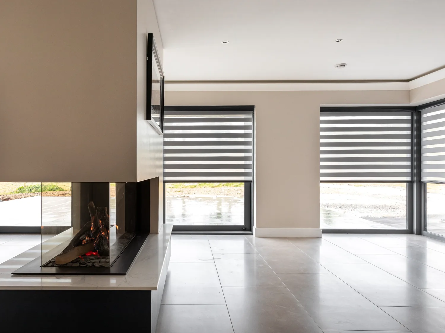 Day and Night blinds positioned to retain daylight and outside view