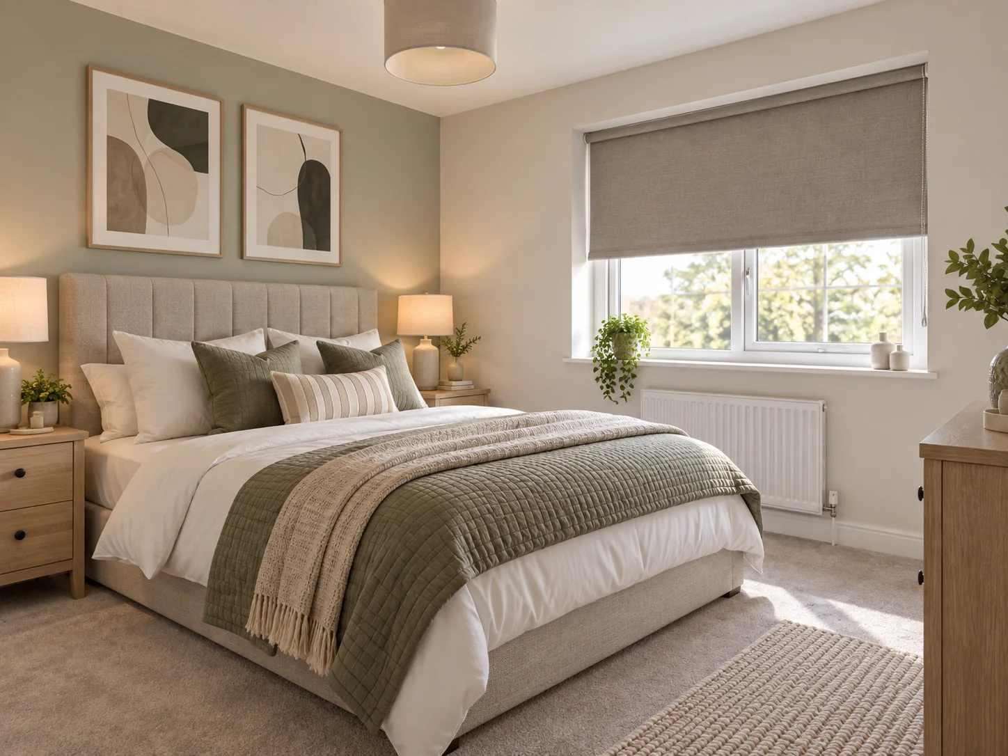 Realistic Church Heights bedroom with a soft fabric blind for privacy, light control and a calm finish.