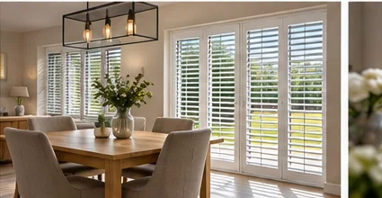 Edenbrook Grove Banbridge kitchen blinds in an open plan family space