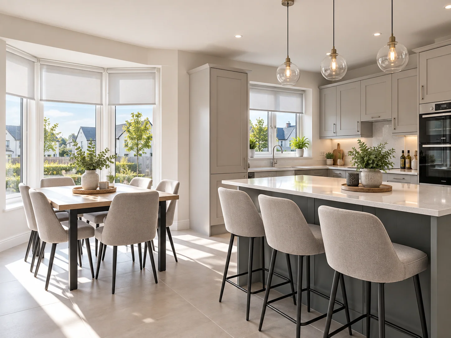 Elder Vale Ballyclare Blinds in a modern kitchen and dining room
