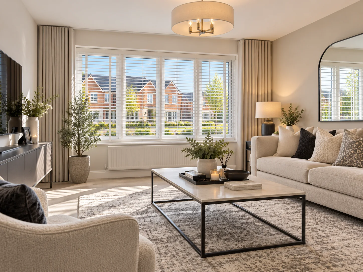 Plantation shutters for a Foxleigh Meadow Ballymoney new build living room
