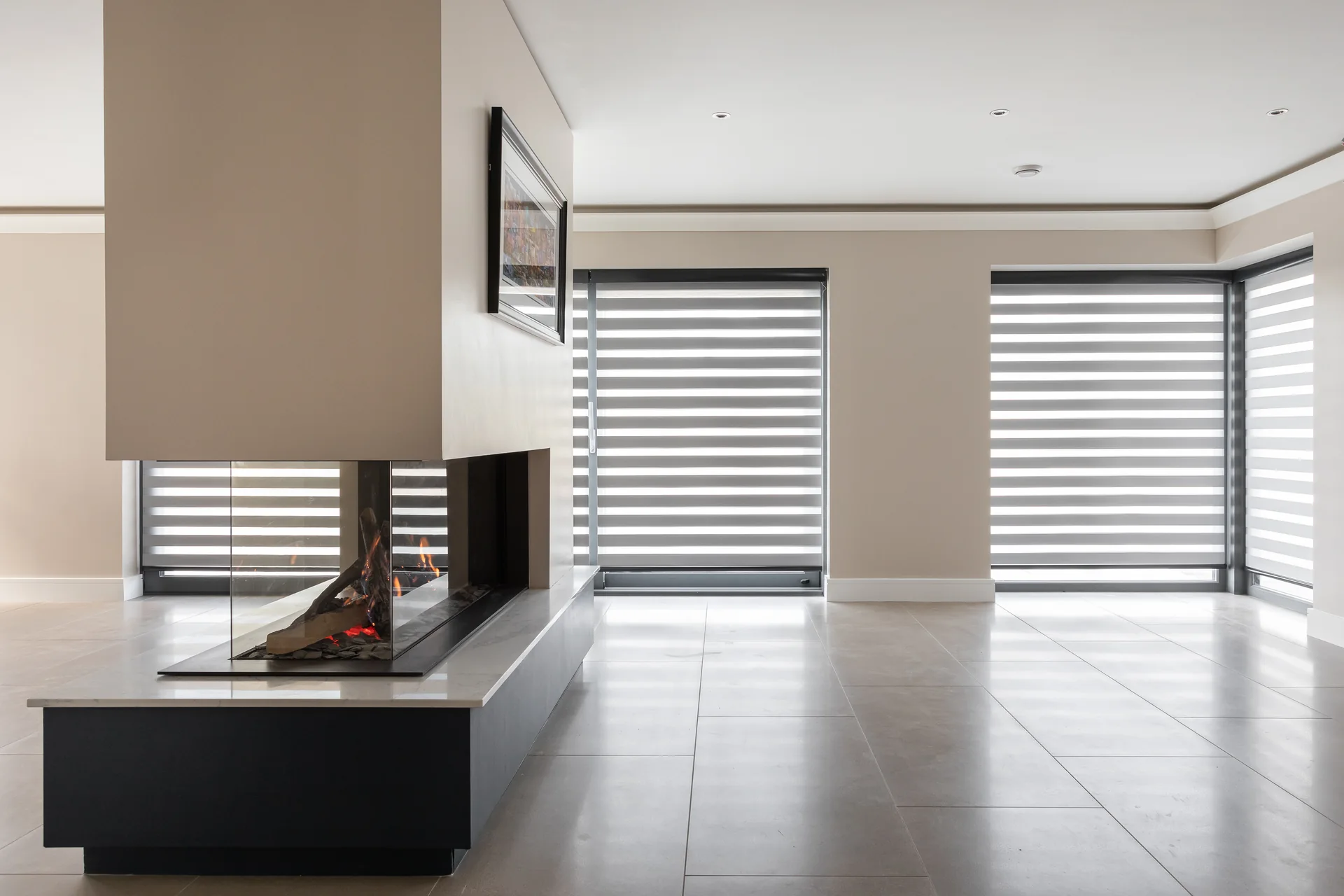 Day and Night blinds fitted across multiple windows in a modern Northern Ireland home