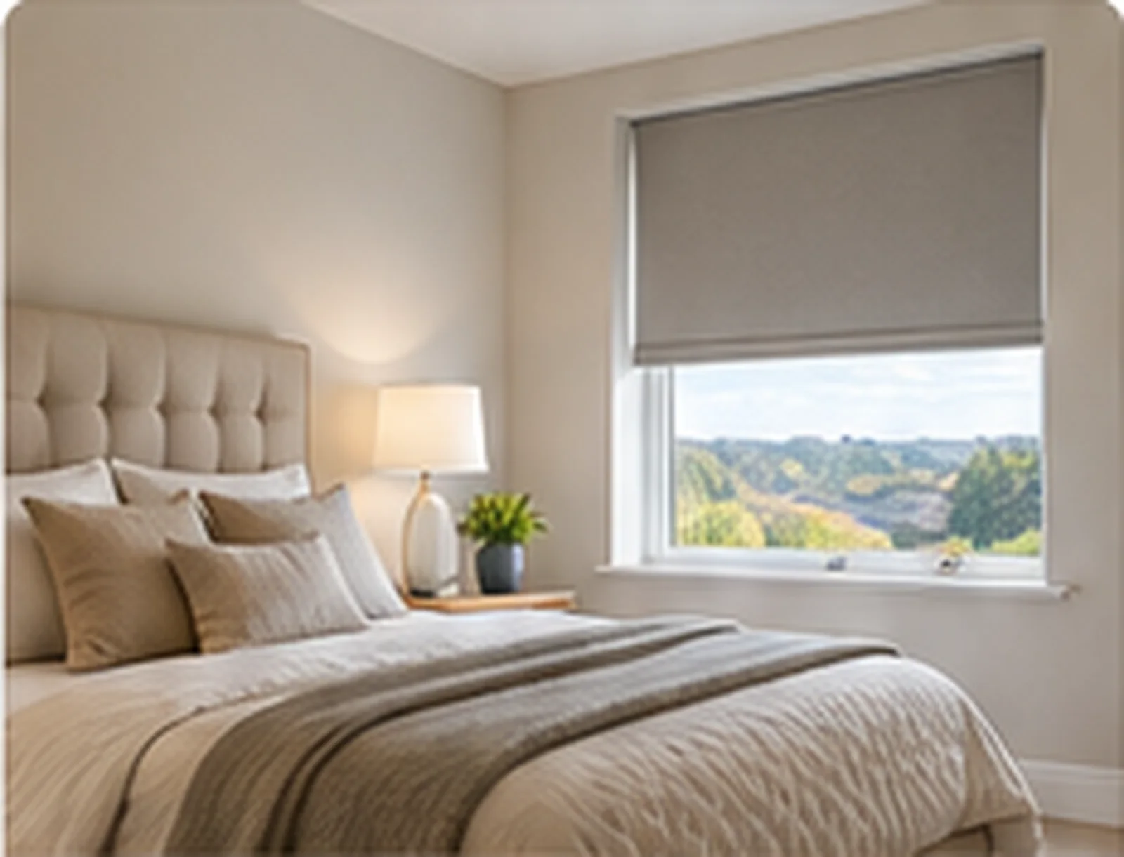 Saul Green Downpatrick bedroom blinds with blackout roller blind