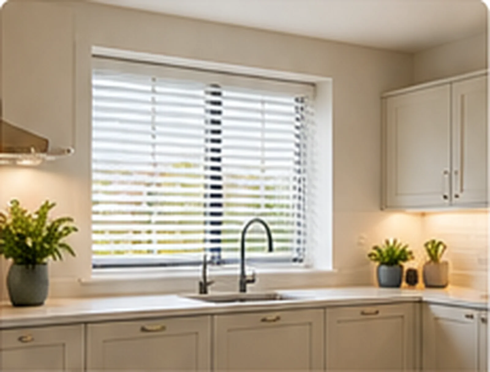 Saul Green Downpatrick kitchen blinds in a modern fitted kitchen