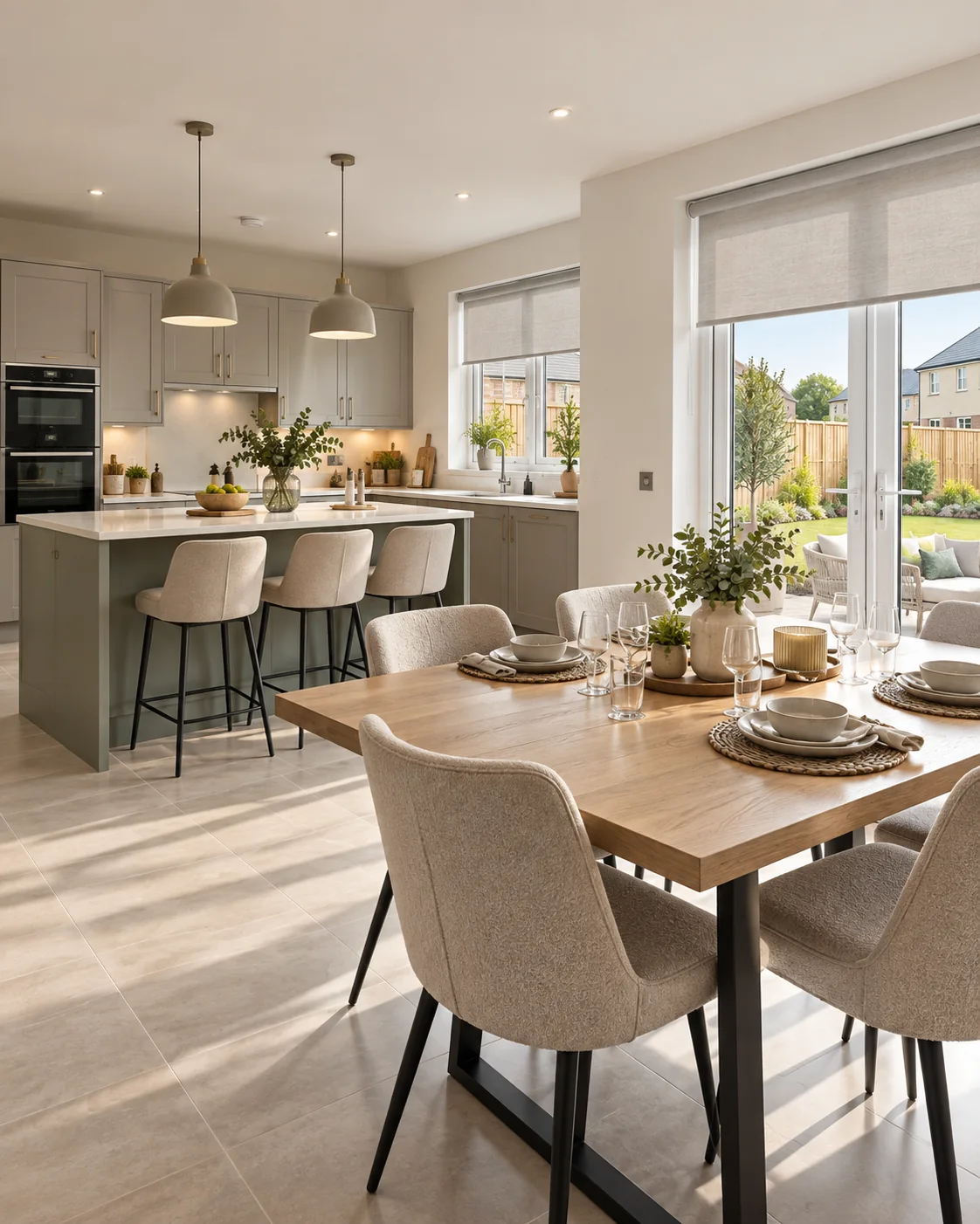 South Lake Park Craigavon kitchen blinds in a modern kitchen dining room