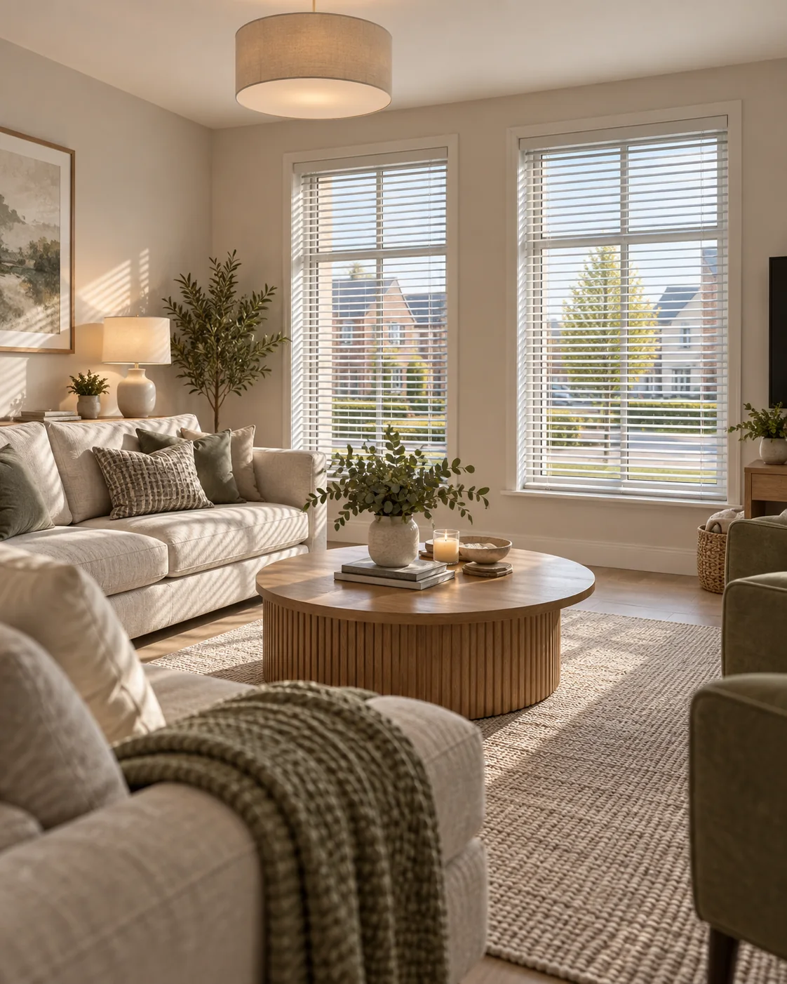South Lake Park Craigavon Blinds in a bright new-build living room