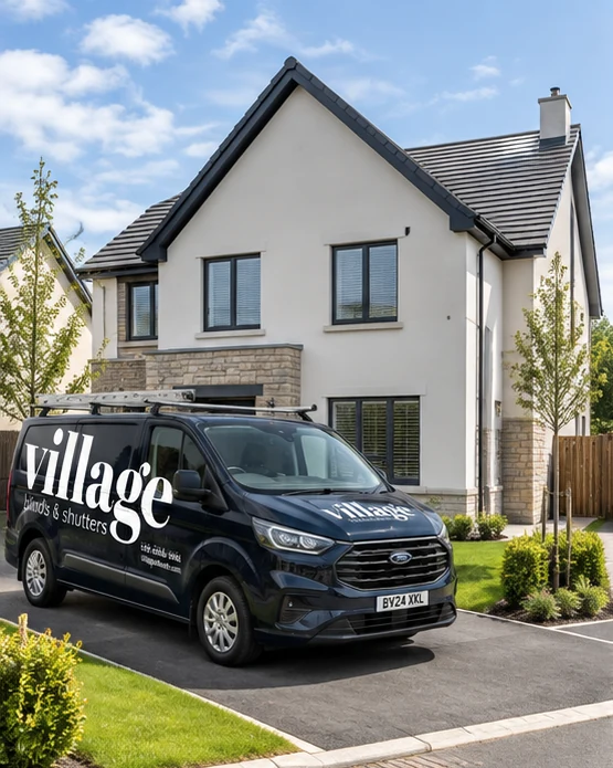Illustrative Stonebridge View home near Richhill with a Village Blinds and Shutters van outside, reflecting the small modern development of detached and semi-detached homes.