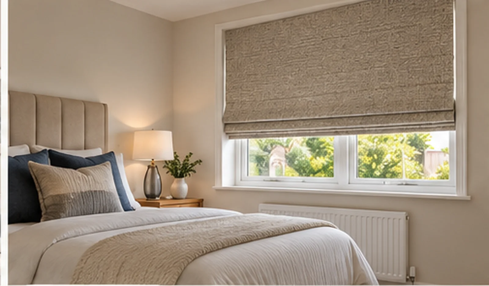 Wispy Hill Fintona bedroom Roman blind